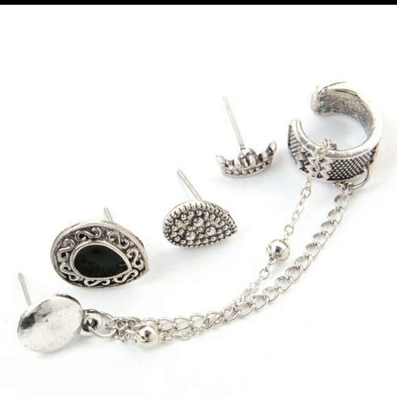 Trendy Women 4pcs set Earring Chain Retro Style - Picture 4 of 4